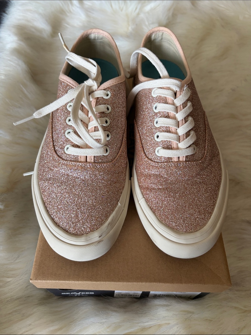 SeaVees for Jcrew Rose Gold Glitter Low-Top Sneakers